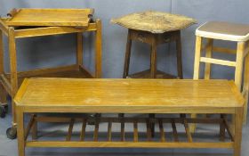 VINTAGE & LATER OCCASIONAL FURNITURE, 4 ITEMS - a mid-century teak coffee table by Remploy, 40cms H,