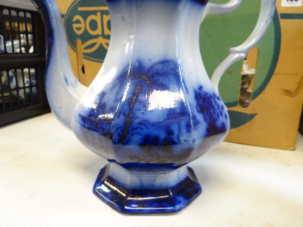 VARIOUS FLOW-BLUE BLUE DECORATED WELSH POTTERY including Ynysmeudwy 'Rio' coffee-pot, Cambrian ' - Image 28 of 79