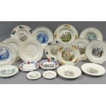 AN EXCELLENT COLLECTION OF 18 MOULDED BORDER WELSH CHILD'S PLATES OR SIMILAR mostly if not all