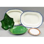 ANTIQUE WELSH POTTERY GROUP OF FIVE comprising two feather-edged pearlware platters, two BB&I