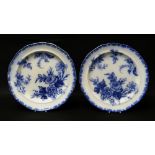 A PAIR OF LLANELLY POTTERY CHARGERS WITH PERSIAN ROSE TRANSFER, impressed SWP and the number 12 to