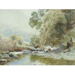 JOHN PEDDER watercolour - riverscape with over hanging tree, signed, 25 x 35cms N.B. This lot is