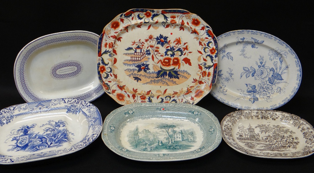 COLLECTION OF LLANELLY POTTERY PLATTERS & PLATES, various transfers Comments: please view in - Image 2 of 3