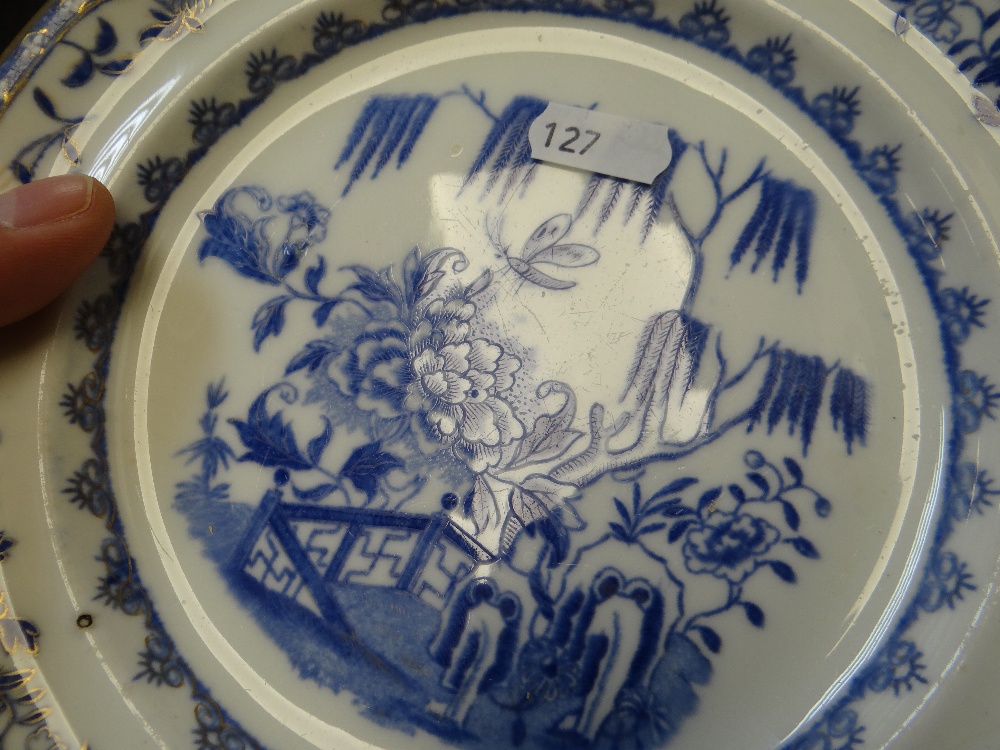 THREE ITEMS OF SWANSEA PORCELAIN (A/F) comprising oval dish decorated in enamels with chained - Image 15 of 20