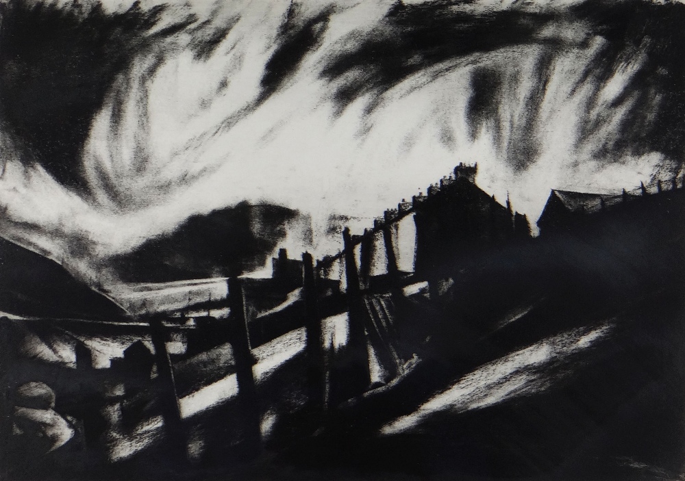 DAVID CARPANINI limited edition (11/20) etching - south Wales street, title to margin 'Gable End',