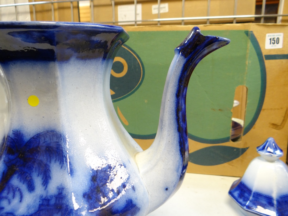 VARIOUS FLOW-BLUE BLUE DECORATED WELSH POTTERY including Ynysmeudwy 'Rio' coffee-pot, Cambrian ' - Image 33 of 79