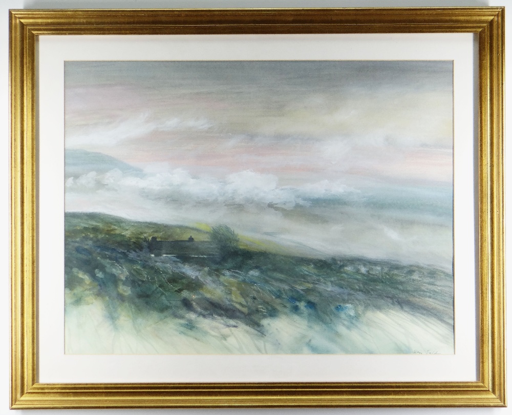GLEN SELDON watercolour - view of a cottage in a moorland landscape, signed, 45 x NB: Located for