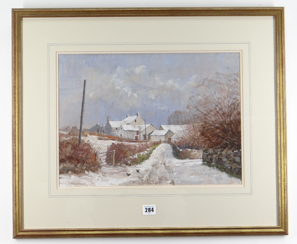 DAVID PRICE pastel - entitled verso on Attic Gallery Swansea label 'A Touch of Winter', signed, 30 x - Image 3 of 5