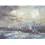 WILLIAM SELWYN artist's proof coloured print - yachts in a squall Menai Straits, signed in full,