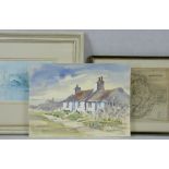 GWYNETH RYDER watercolour - coastal cottages Western Anglesey, unframed and signed, 25 x 35cms, a