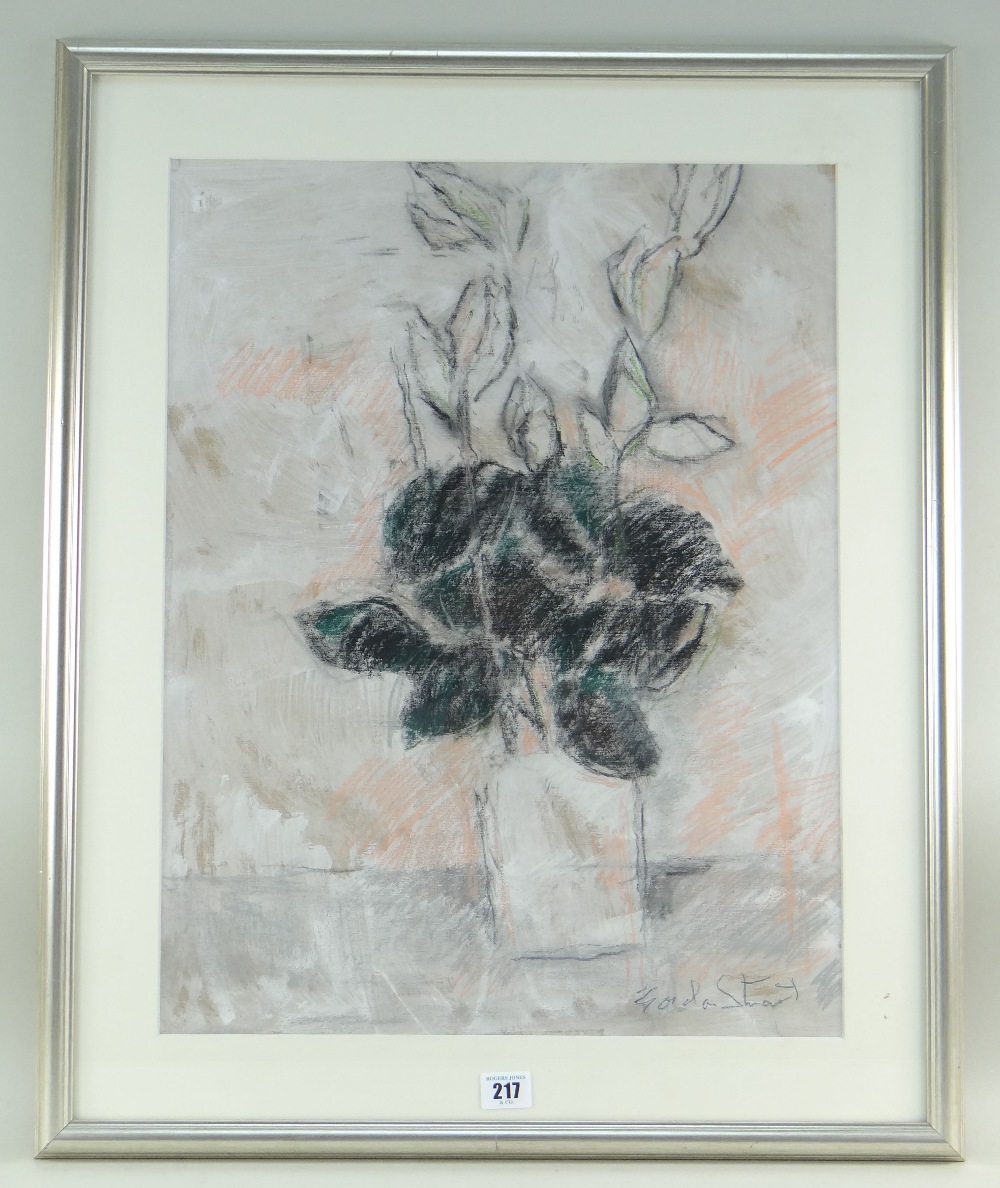 GORDON STUART mixed media - still life of cut flowers in a glass vase, signed, 55 x 43cms - Image 2 of 2