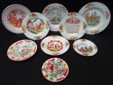 GOOD COLLECTION OF 19TH CENTURY WELSH POTTERY MINIATURE PLATES all polychrome enamelled and with
