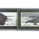 WILF ROBERTS coloured limited edition (1/10) & (8/10) prints, a pair - rocky Anglesey coastal