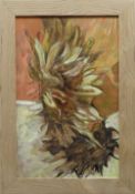 GLYN GRIFFITHS mixed media on board - still life plant in a pot, 36 x 56cms Provenance: from the