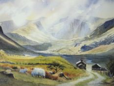 C J HALL limited edition coloured print (217/500) - Nant Ffrancon under shafts of sunlight with
