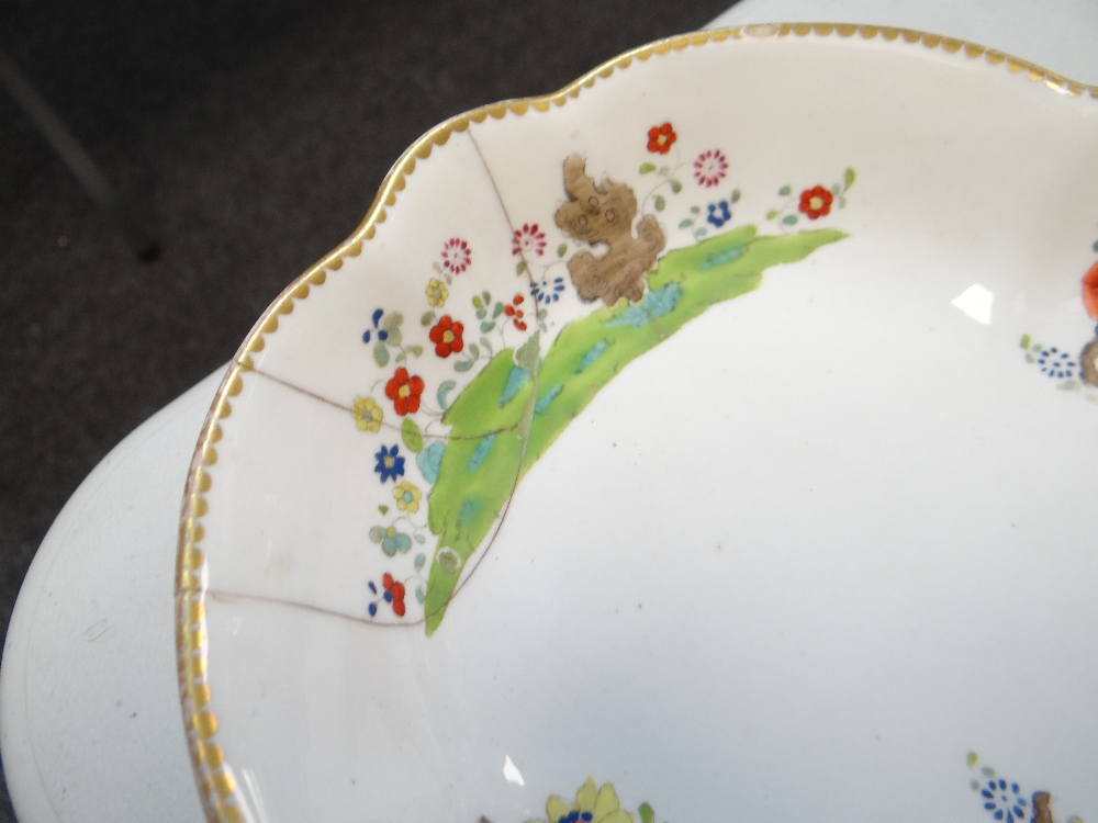 THREE ITEMS OF SWANSEA PORCELAIN (A/F) comprising oval dish decorated in enamels with chained - Image 17 of 20