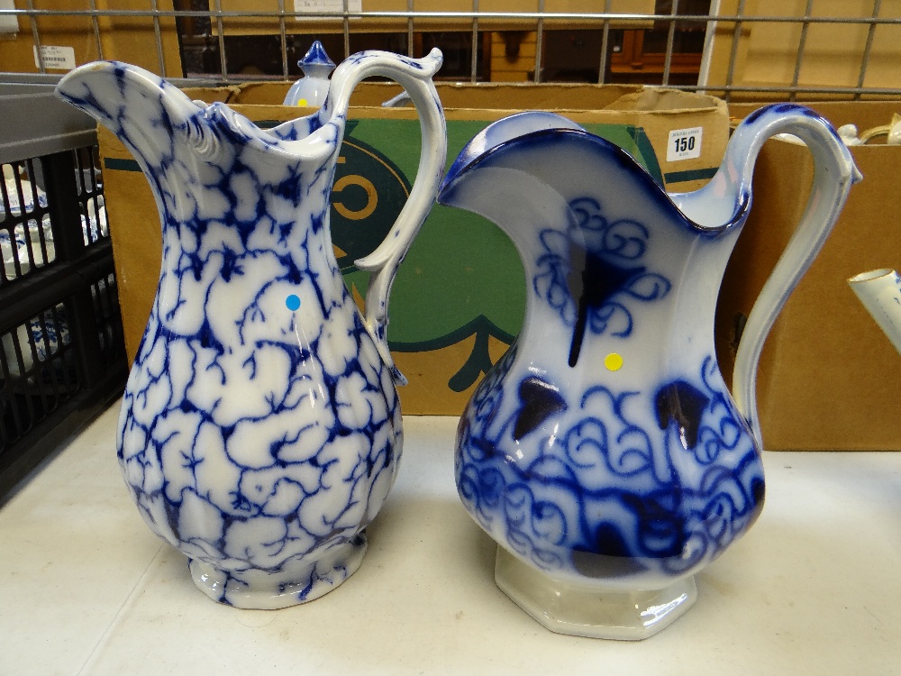 VARIOUS FLOW-BLUE BLUE DECORATED WELSH POTTERY including Ynysmeudwy 'Rio' coffee-pot, Cambrian ' - Image 5 of 79