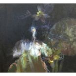 GLYN MORGAN oil on canvas - entitled verso 'Owl Over a Lily Pond' , signed 'Morgan', dated 1978, 113