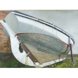 PHILLIP MUIRDEN watercolour - close up study of the hull of a beached boat, signed in full, 55 x