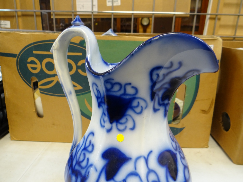 VARIOUS FLOW-BLUE BLUE DECORATED WELSH POTTERY including Ynysmeudwy 'Rio' coffee-pot, Cambrian ' - Image 20 of 79