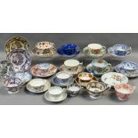 A COLLECTION OF 19TH CENTURY WELSH TEA CUPS & SAUCERS including Llanelly, Ynysmeudwy, Glamorgan