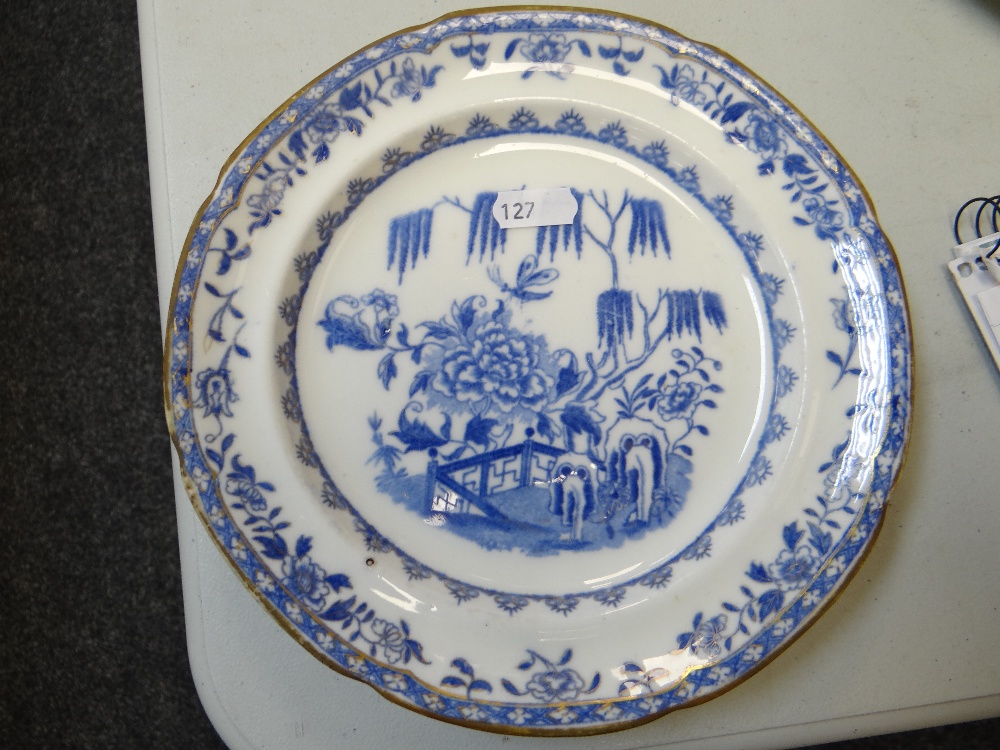 THREE ITEMS OF SWANSEA PORCELAIN (A/F) comprising oval dish decorated in enamels with chained - Image 9 of 20