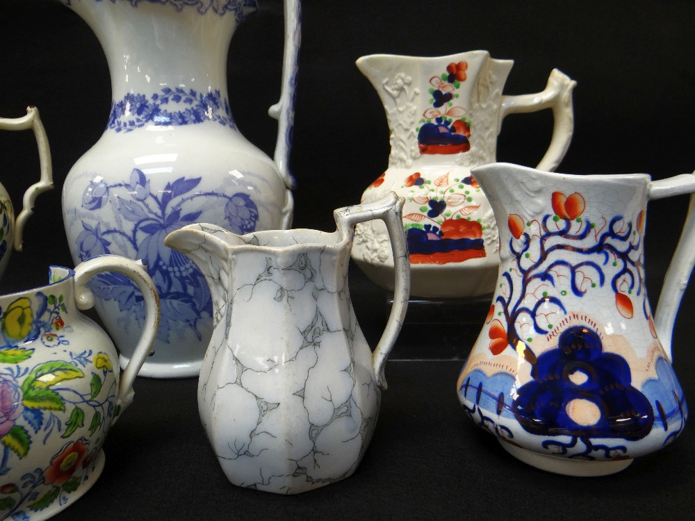 SEVEN VARIOUS WELSH POTTERY JUGS including named Swansea floral decorated jug for 'John Jenkins - Image 2 of 5