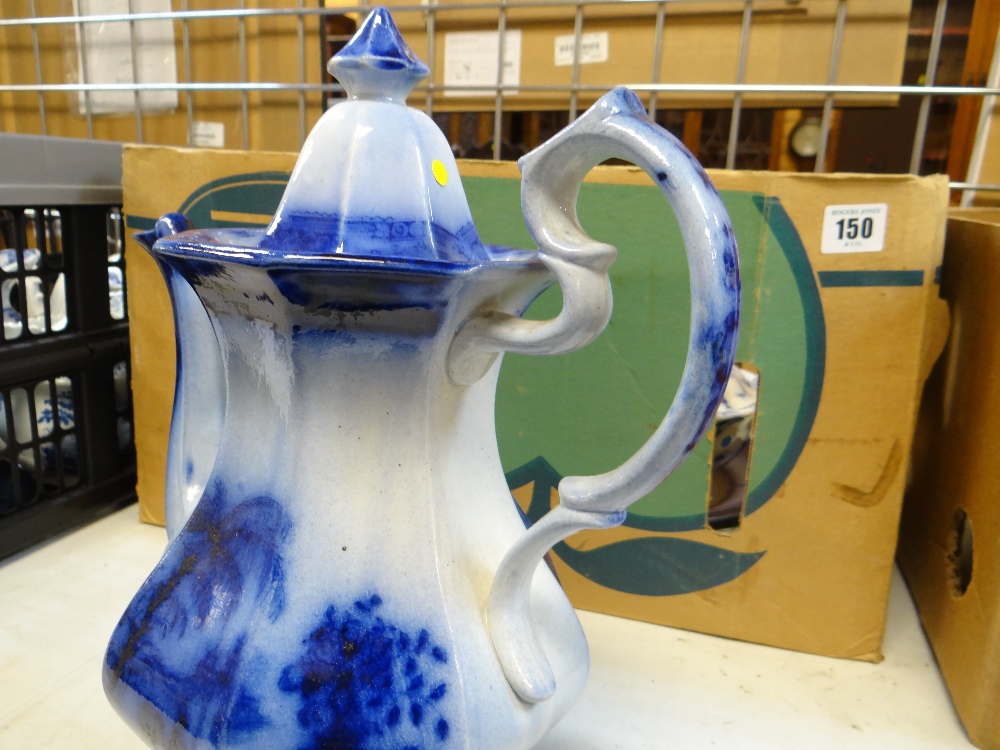 VARIOUS FLOW-BLUE BLUE DECORATED WELSH POTTERY including Ynysmeudwy 'Rio' coffee-pot, Cambrian ' - Image 27 of 79