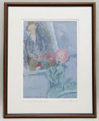 GORDON STUART mixed media - figure and flowers, inscribed to the mount 'Homage to Modigliani',