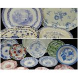 ASSORTED SWANSEA POTTERY PLATTERS & PLATES, including turkey platter, pearlware platter with