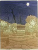 BERNARD GREEN limited edition (47/50) linocut - entitled in pencil 'Garden at Night', signed and