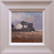 GARETH THOMAS oil on canvas - entitled verso by artist hand 'White Boat, Penclawdd', signed verso..,