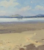 GARETH THOMAS oil on board - Welsh coastline, unsigned, unframed, 28.4 x 25cms