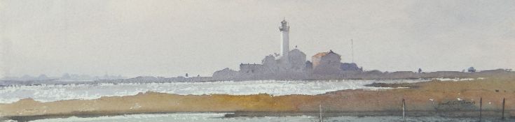 GARETH THOMAS watercolour on paper - Lighthouse Near St Marie's de la Met, Camargue, signed,