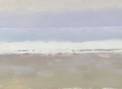 GARETH THOMAS oil on board - beach scene, unsigned, unframed, 20.5 x 28cms