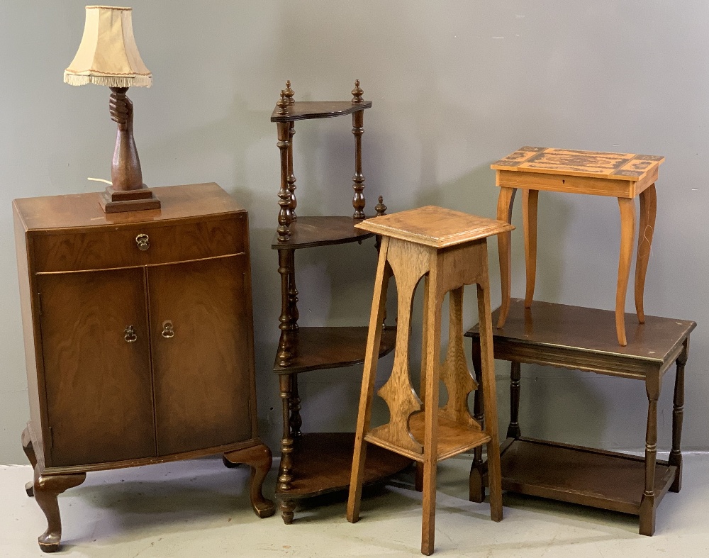 VINTAGE & LATER FURNITURE PARCEL, six items including a mahogany bow fronted side cabinet with