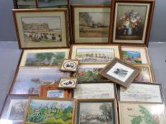 ASSORTED PAINTINGS, prints, tapestries and mirrors, good assortment