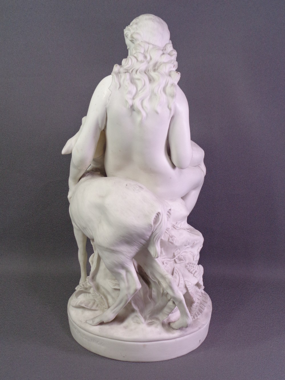 PARIAN MODEL of a young nude girl with deer, inscribed 'C B Birch, Sc 1866' - Image 2 of 3