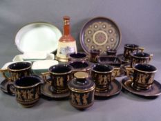 DENBY STONEWARE - assorted table items, Wade whisky bottle and ST 24k gold 'Made in Greece'