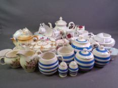 ASSORTED TEA & TABLEWARE, various patterns, also blue and white chef ware