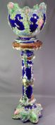 MAJOLICA- LARGE JARDINIERE & STAND, 124cms H overall