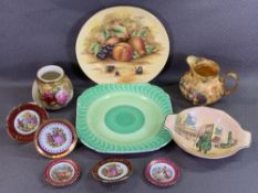 ROYAL WORCESTER POT (no lid), 8 cms H, Aynsley 'Orchard Gold' plate, Shelley plate and other