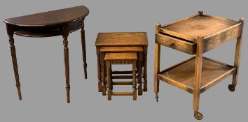 VINTAGE & REPRODUCTION OCCASIONAL FURNITURE GROUP to include a Priory style oak set of three