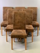 DINING CHAIRS set of 6 - modern suede effect