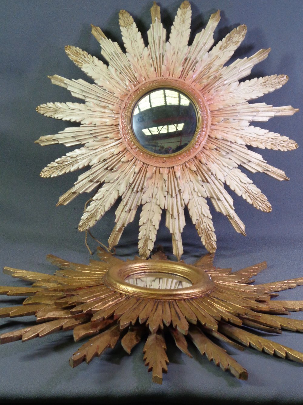 TWO SUNBURST TYPE CIRCULAR WALL MIRRORS