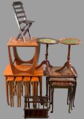 MID-CENTURY & REPRODUCTION FURNITURE PARCEL to include a teak set of five occasional tables, 56cms