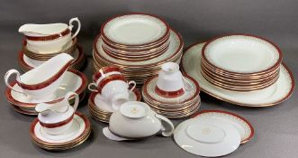 ROYAL GRAFTON 'MAJESTIC' & SPODE 'BORDEAUX' red and gilt dinner and teaware, approximately sixty