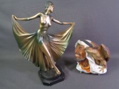 BOSSONS WALL PLAQUE and an Art Deco style plaster figurine of a dancing lady, 40cms H