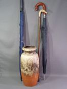 WEST GERMAN STUDIO VASE, 46cms H with a quantity of sticks and umbrellas