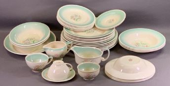 SUSIE COOPER DINNERWARE, pastel with green border, approximately thirty five pieces